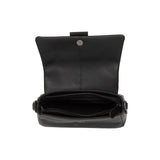 Sac à main en cuir avec rabat et bandoulière Clifden Chesterfield Noir