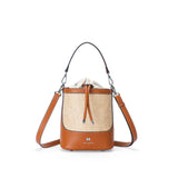 Sac à main seau en paille Venise Cognac