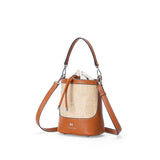 Sac à main seau en paille Venise Cognac