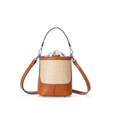 Sac à main seau en paille Venise Cognac